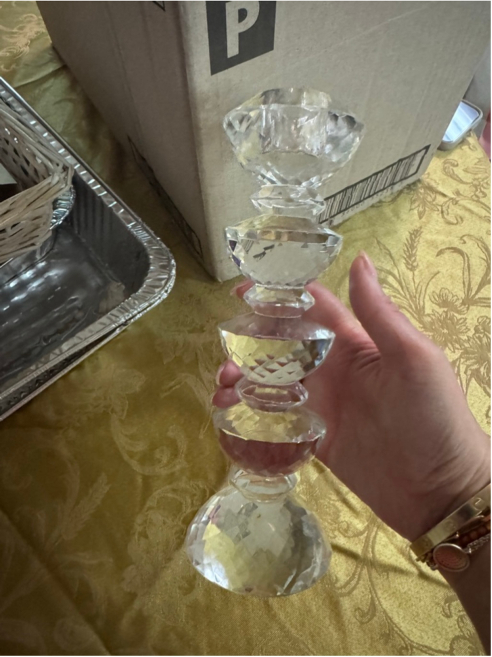 Vintage Crystal Candle Holder Clear One Size